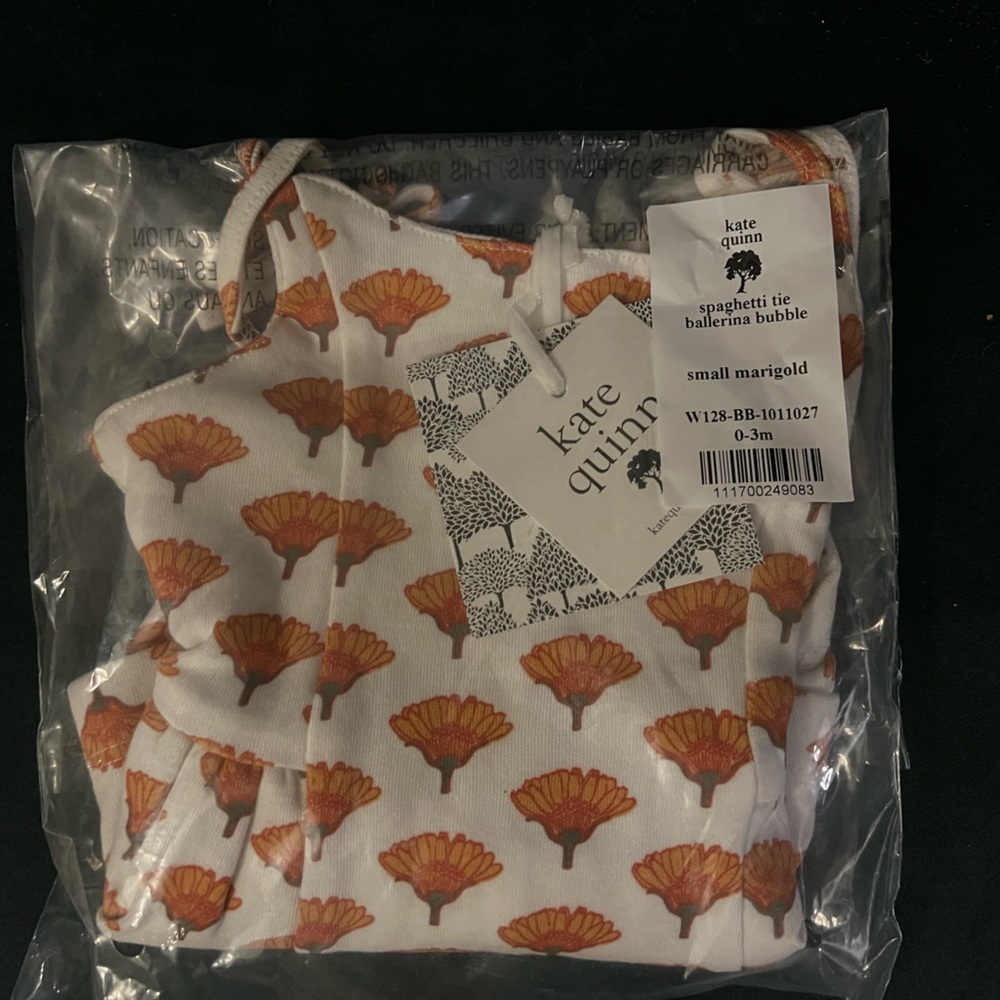 NWT Kate Quinn Spaghetti Tie Ballerina Bubble Marigold 0-3m - Picture 4 of 5